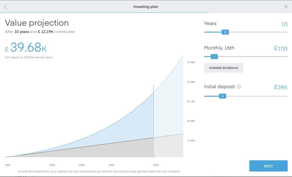 trading212 pie projection