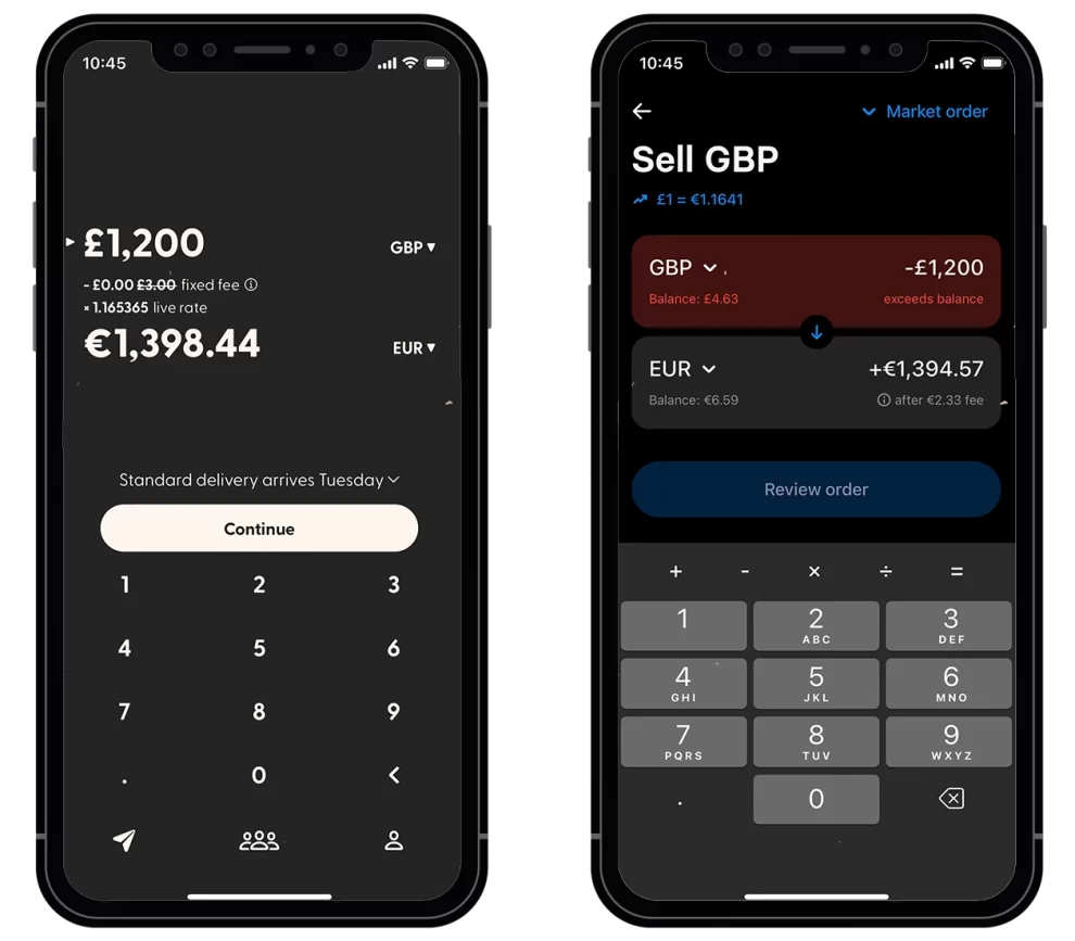 Atlantic money vs revolut currency screens